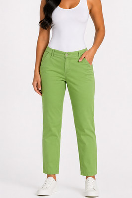 Hose Dismero Grün 42 XL Damen Leichte Stoff Chino Jolly Straight Np 189 Neu