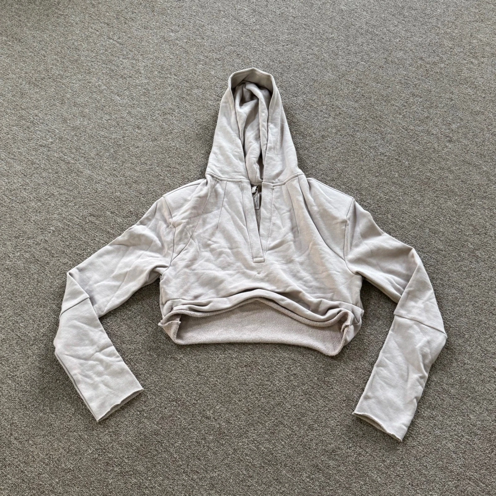 SKIMS French Terry Deconstructed Crop Top Hoodie Fawn LS-LST-7772W XS NEW