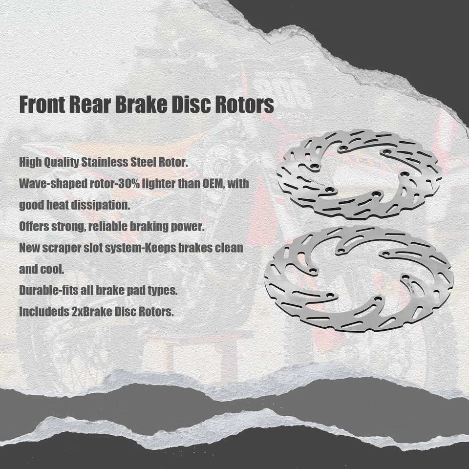 Front Rear Brake Disc Rotors Replacement Fit For YAMAHA YZ 125 250 250F 250FX 22 Foto 2 de 4