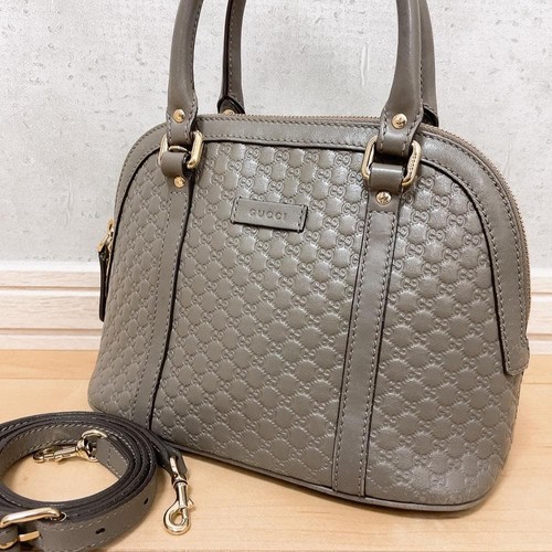 Gucci Microguccissima 2Way Handbag Gray Leather