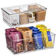 Pantry Storage Bins with Lids Dividers Refrigerator Organizer 2 Pack