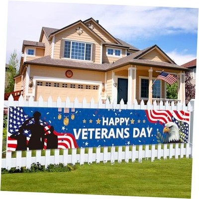 Veterans Day Banner 120" x 20" Happy Veterans Day Decorations Patriotic ...