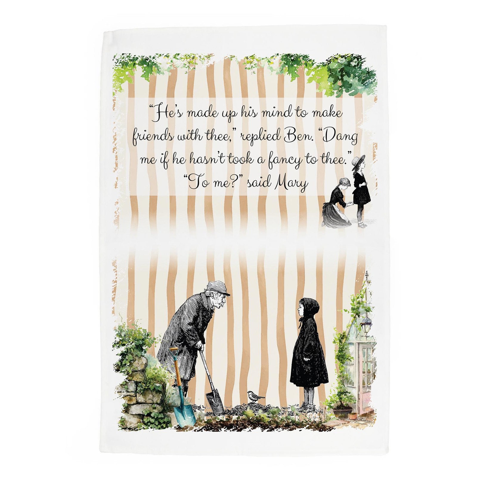 The Secret Garden Tea Towel - Martha & Weatherstaff Storybook Kitchen Gift