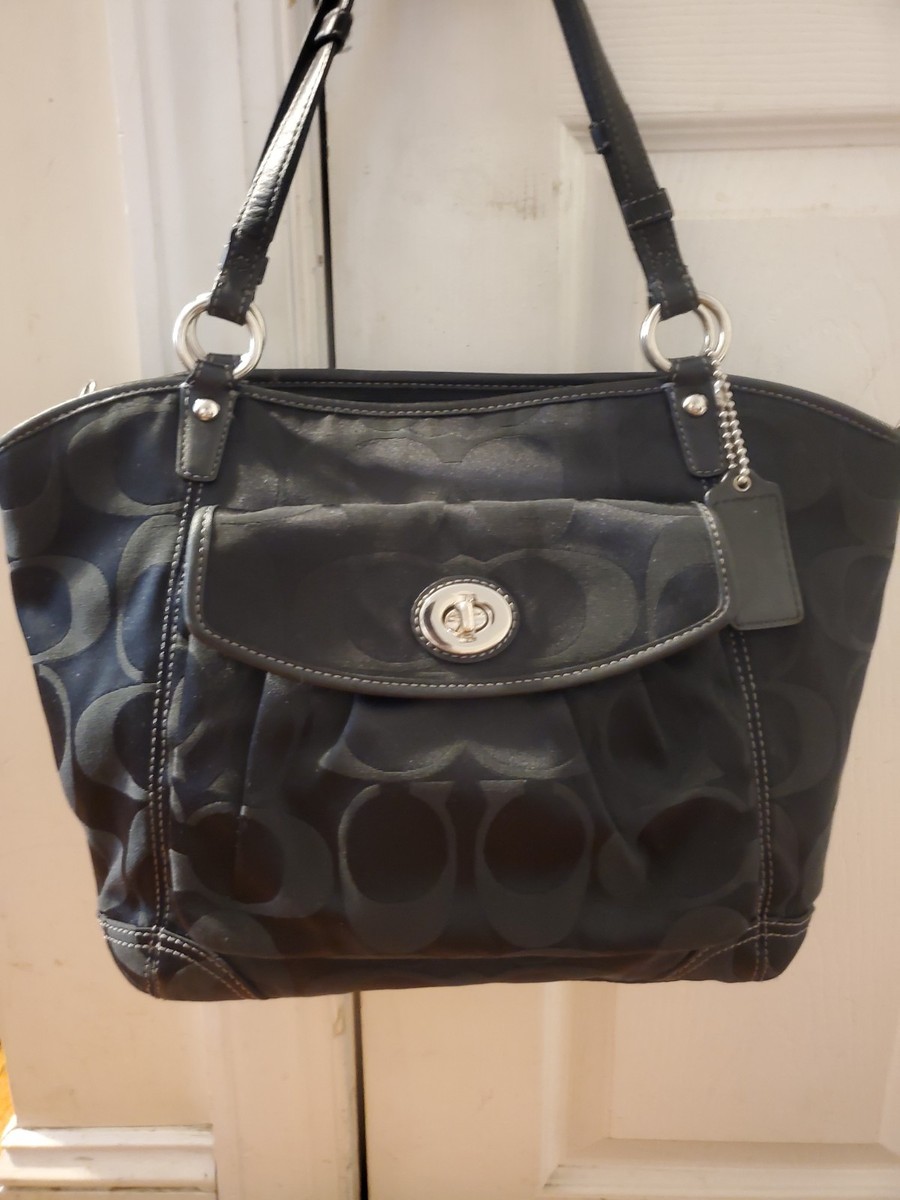Vintage Black Coach Leah Signature C Jacquard tote bag with