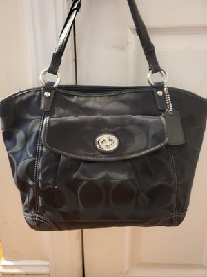 Vintage Black Coach Leah Signature C Jacquard tote bag with
