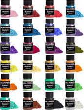 Mica Powder, 24 Colors Pearlescent Pigment Powder for Epoxy Resin, 240g Pearl Pi