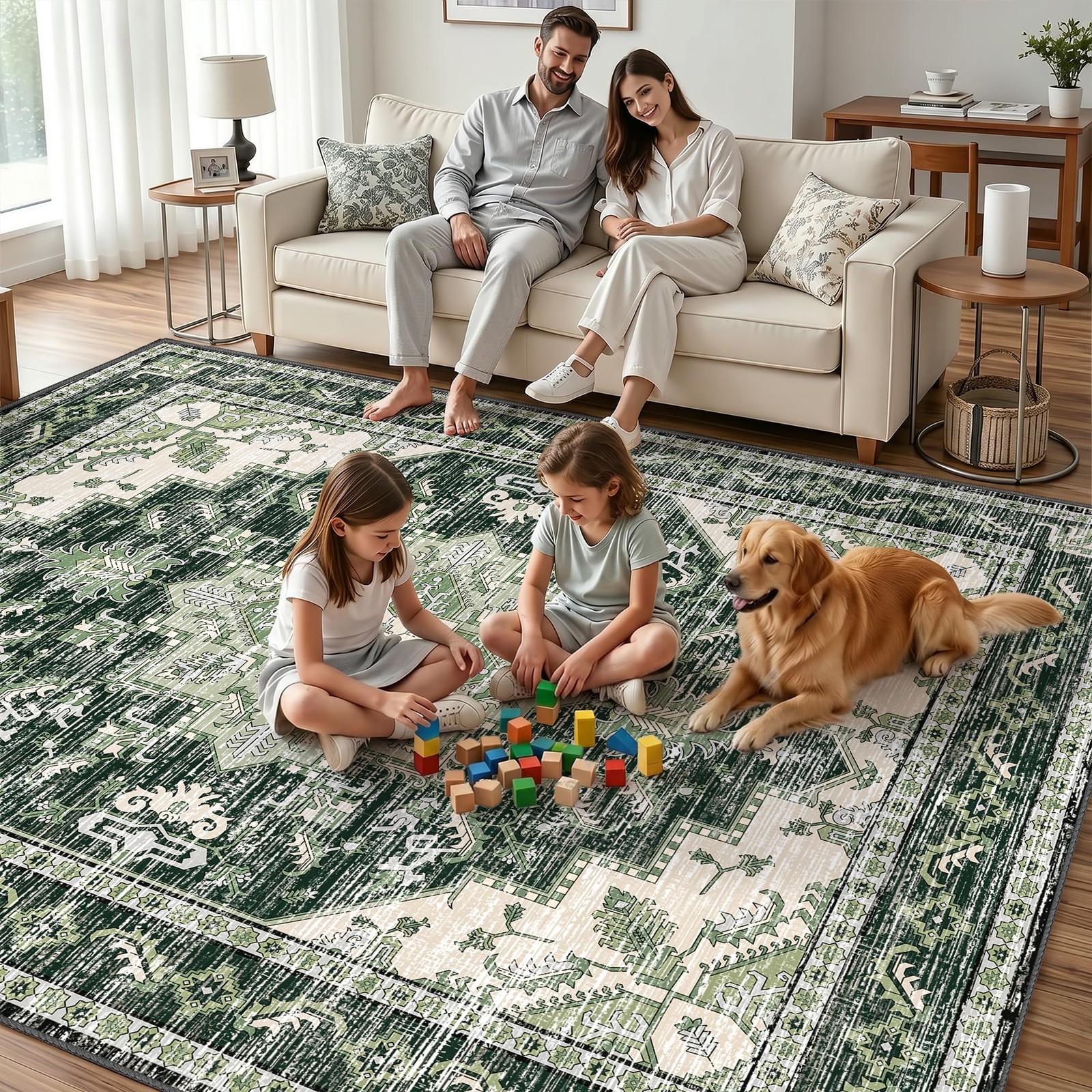 Carpet Texture Block Area Rugs Small 2x3 Washable Non-Slip Boho Indoor Carpets, Green | eBay