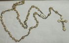 Antique Miraculous Metal Rosary w/ Mother of Pearl & Brass Crucifix — photo 3