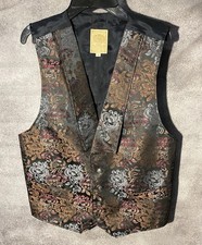 Wah Maker Frontier Brocade Tapestry Western Vest Men's M Floral USA Made