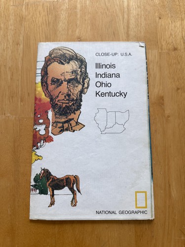 Vintage 1977 National Geographic Close-Up USA Illinois Indiana Ohio Kentucky Map