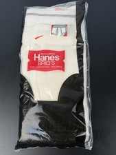 Vintage 1977 Hanes Briefs 3 Pack White Cotton Made in USA Size 36 Red Label NEW