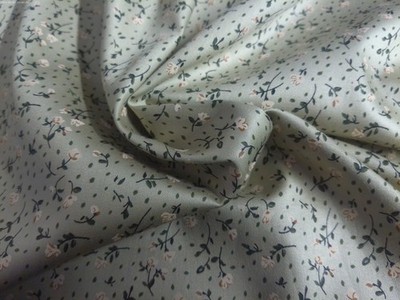 LT. WT. COTTON SATEEN~TINY PINK FLORAL ON LT. SAGE GREEN~18''x28''~DOLLS