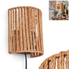 HOFSTEIN Cento Lampa ścienna Korytarz Lampa ścienna wykonana z metalu / liny / liny w kolorze czarnym / naturalnym