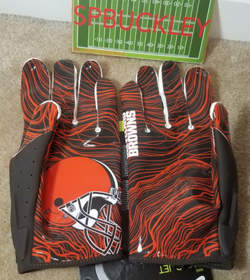 NIKE VAPOR JET 5.0 NFL CLEVELAND BROWNS RECEIVER FOOTBALL GLOVES, NWT