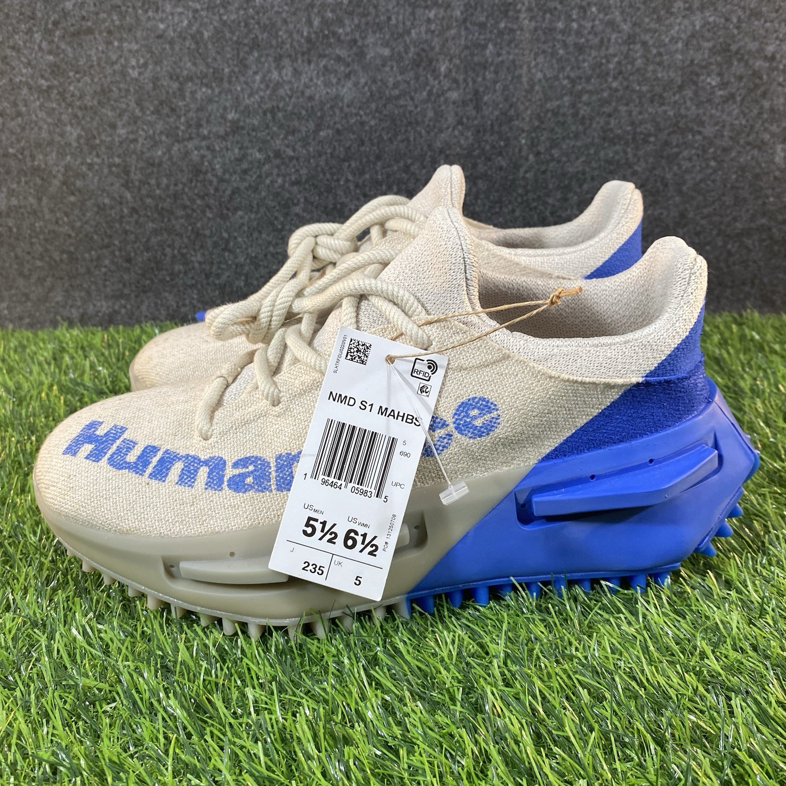 Adidas NMD S1 Mahbs x Pharrell Men Size 5.5 Woman 6.5 Oatmeal Blue Human Race thumbnail 6