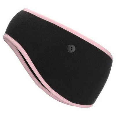 Bandeau pour Ear Warmer, Bandana d'Hiver Élastique avec Boutons, Noir et Rose - Photo 1/4