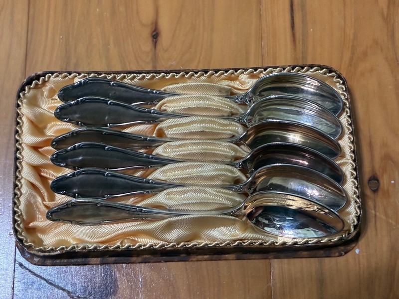 From Germany - Six (6) Silver Plated Spoon Set (in Orig. Padded Box)