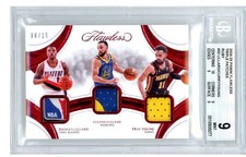 2024-25 Flawless LOGOMAN LILLARD/CURRY/YOUNG /15 GW Triple Patches BGS 9 POP1
