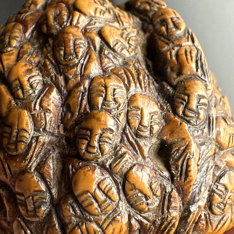 Антикварный китайский тонко вырезанный орех с тысячью граней 1000 граней - Изображение 2 из 4