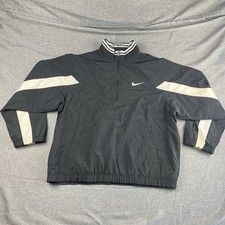 Nike Jacket Mens M Black White Bomber Swoosh Zipper Long Sleeve Varsity