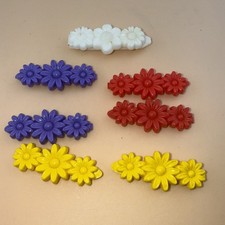 GOODY VTG Plastic Kids Barrettes Flowers 1980s Goody Snap Tight Lot of 7