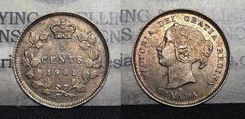 1901 Canada 5 Cents Silver — photo from the most recent tracked eBay sale