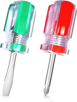 2Pcs Magnetic Short Screwdrivers   Mini Stubby Phillips and Flathead Set   Pocke