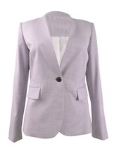 DKNY Women's Striped Collarless One-Button Blazer 2, Lavender 795730712155