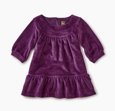 Tea Collection Velour Velvet Dress, purple/cosmic berry Size 7Y