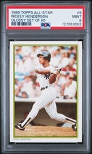 1986 TOPPS ALL-STAR GLOSSY SET OF 60 #5 RICKEY HENDERSON PSA 9