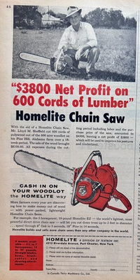 #ad 1956 Homelite EZ Chain Saw Vintage Ad #N1217 $6.00