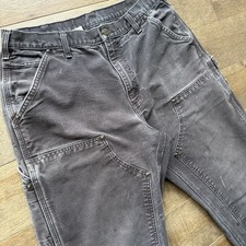 Vintage Faded Brown Carhartt Double Knee Carpenter Pant 33x30 Distressed