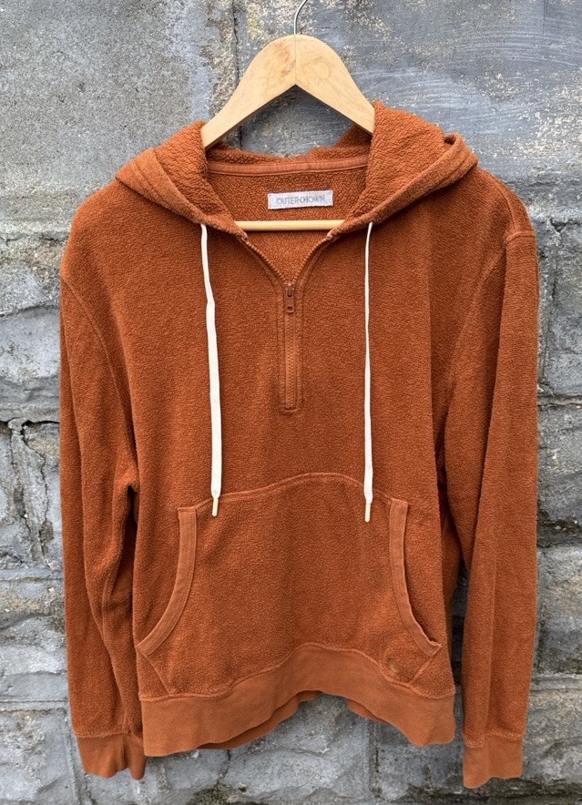 Outerknown Hoodie Mens L Orange Hightide Pullover Outdoor Terry Organic Surf