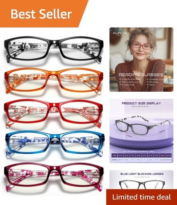 Reading Glasses for Women Men - 5 Pack Blue Light Blocking Spring Hinge