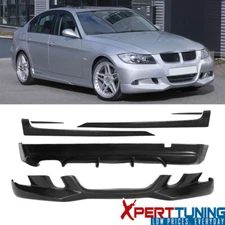 Fits 06-08 BMW E90 AC Style PU Front Bumper Lip + Rear Bumper Lip + Side Skirts