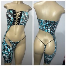 exotic dancewear outfit lace up thong one piece 