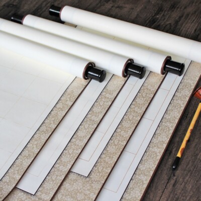 1 x Calligraphy Blank Scrolls with Writing Grids Xuan Paper Hanging Stationery