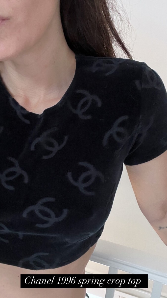 ヴィンテージ　Chanel Spring 1996 ベルベット CC 40 Chanel * Spring 1996 Velvet CC-print T-shirt dress #40