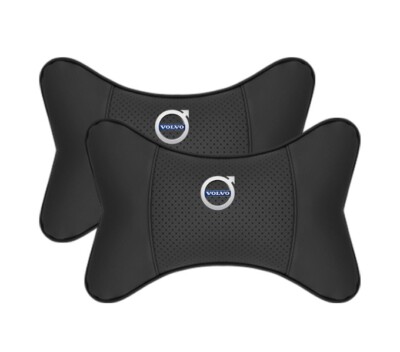 2pcs For Volvo Car Neck Pillow Breathable Soft Rest Cushion Seat Headrest Black
