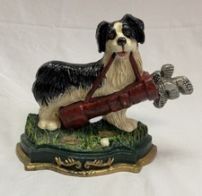 Vintage Cast Iron Border Collie Golf Club Bag Door Stop 9 in. Wide 6 1/2 Tall