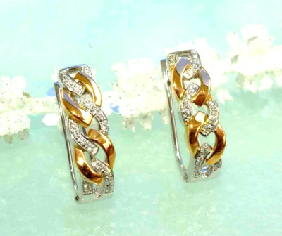 Diamant Ohrstecker  750 Gold Weißgold Rotgold 18 KT  *bicolor*  0,18 ct  W O W