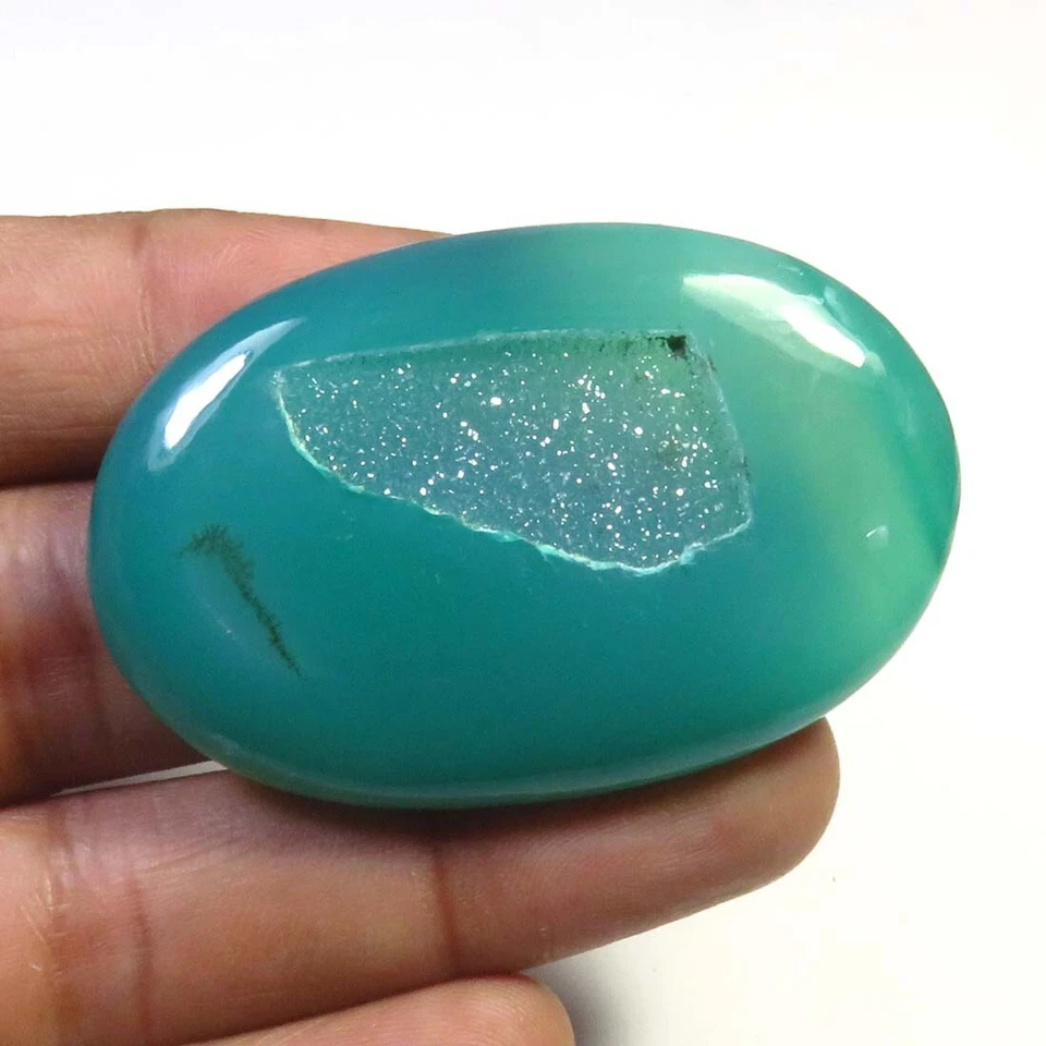 Onyx Geode Oval Cabochon 89cts 49x32mm Onyx Agate Druzy Gemstone Loose OND-1729 - Image 2 of 4