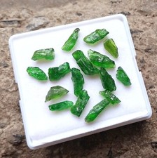 36 Ct Natural Green Color Chrome Diopside Slice Rough Raw Thin Slice 16 Pcs Lot
