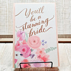 American Greetings Bridal Card Peach Pink Floral Gold Glitter Stunning