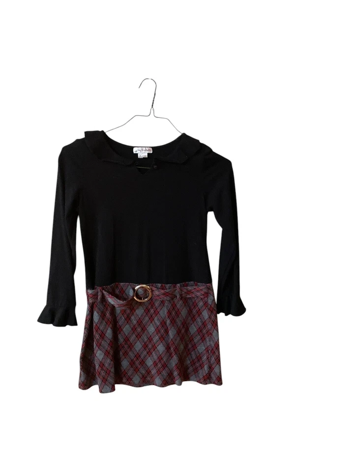 My Michelle Vintage Girls Black Red Gray Plaid Christmas Holiday Dress Sz 16  M4 - Image 4 of 4