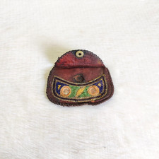 1940 Vintage Handmade Cloth Handwork Leather Purse Decorative Collectible Leth20