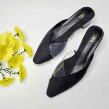 NWT Zara Size US 6.5 Euro 37 Black Methacrylate Heel Mules 2216/511