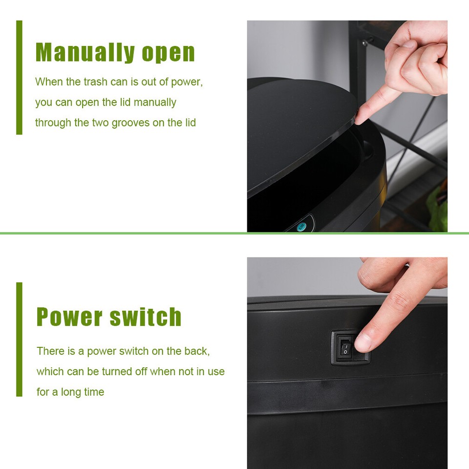 13 Gallon Kitchen Trash Can Automatic Touch Free Garbage Can with Lid ...