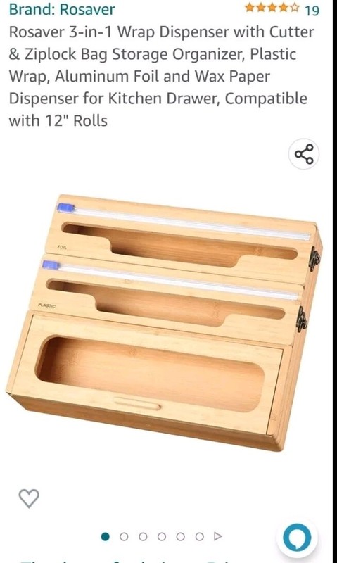 Rosaver 3-in-1 Wrap Dispenser with Cutter & Ziplock Bag Storage Organizer