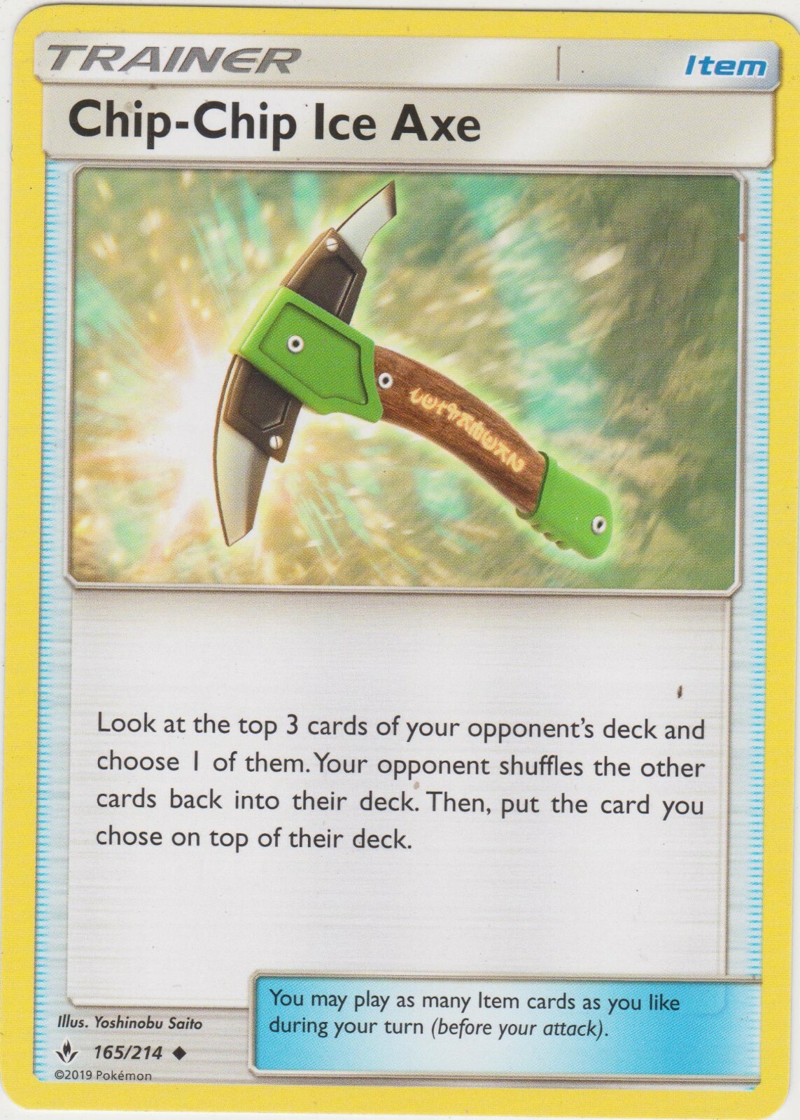 Pokemon TCG SM Unbroken Bonds 165/214 Chip-Chip Ice Axe Trainer Card